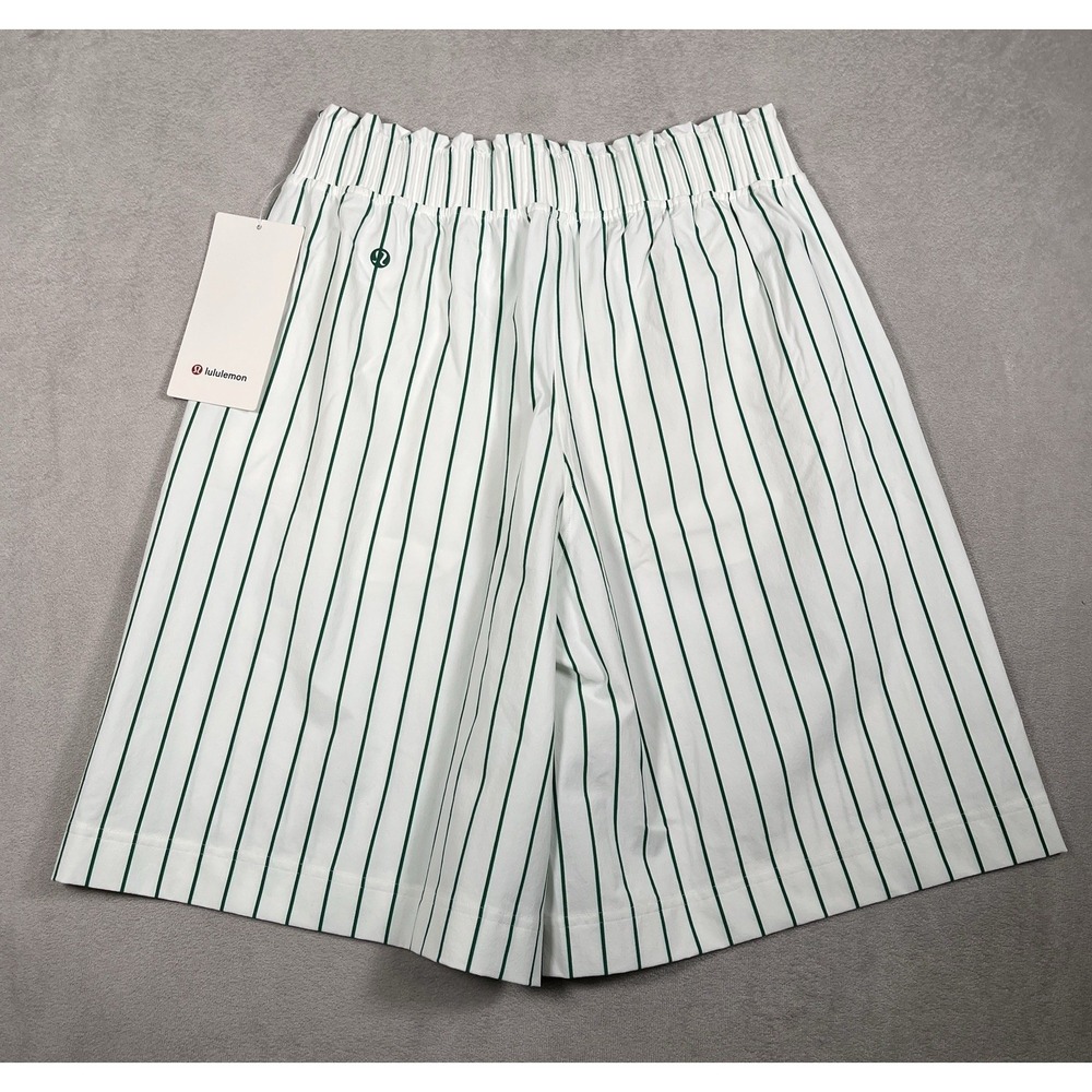 NWT Lululemon Womens Small Stretch Woven Ruffle-Waist High-Rise Short 9 Striped - Picture 4 of 8